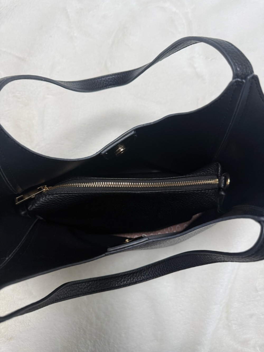 Pebbled Shoulder Tote Bag Black Size OS GUC NO BRAND - Picture 11 of 14